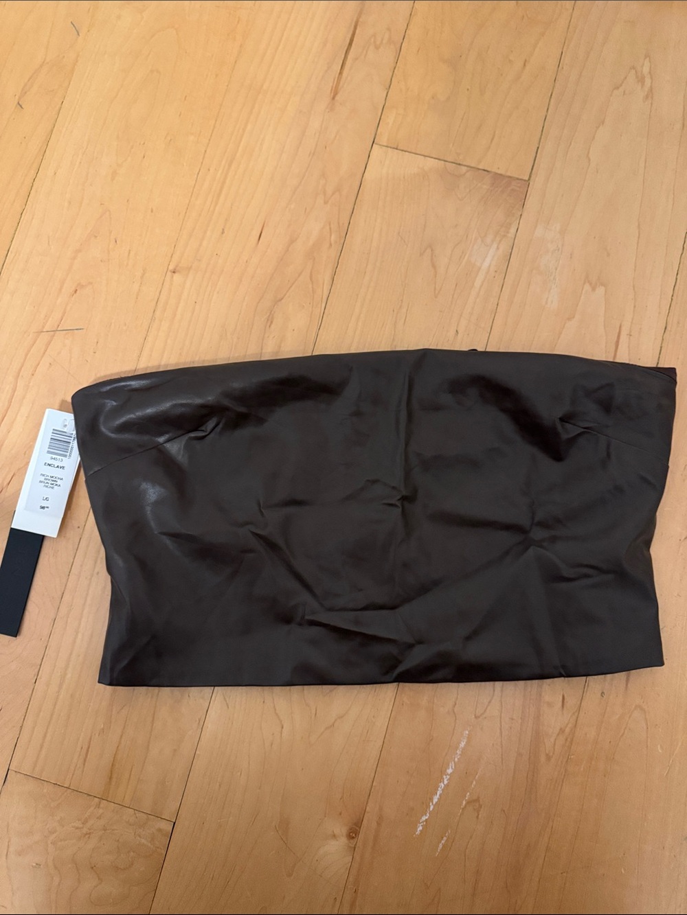Aritzia Dark Brown Faux Leather Strapless Crop Top